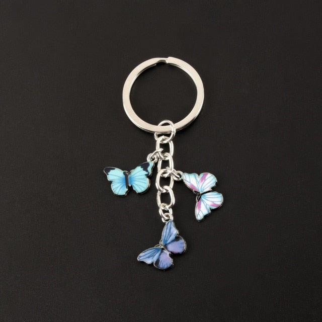 New Colorful Enamel Butterfly Keychain Insects Car Key Women Bag Accessories Jewelry Gifts