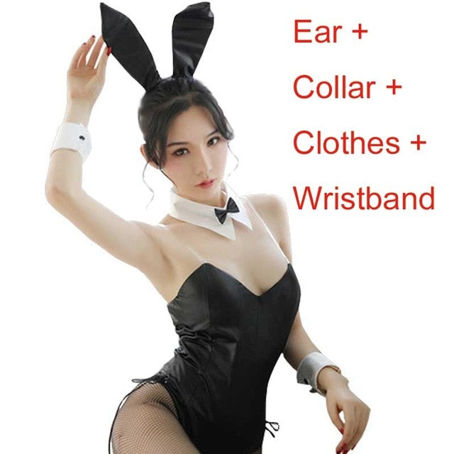 Seishun Buta Yarou wa Bunny Girl Senpai no Yume wo Minai Cosplay Halloween Costume for Girls Sexy Cute Bunny Faux Leather Rabbit