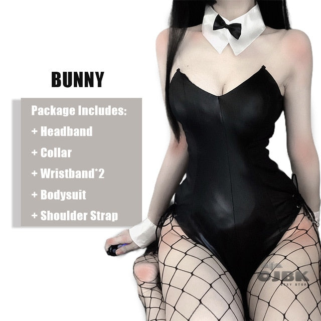 Sexy Cute Bunny Girl Faux Leather Material Rabbit Woman Set Good Quality Can Wear Out To Comic Show Kawaii Cosplay Bunny Costume