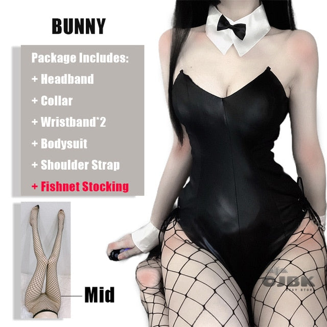 Sexy Cute Bunny Girl Faux Leather Material Rabbit Woman Set Good Quality Can Wear Out To Comic Show Kawaii Cosplay Bunny Costume