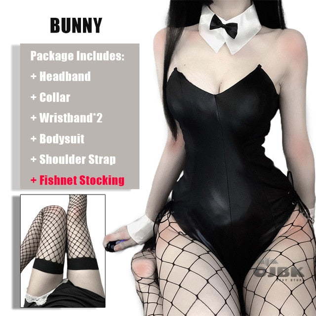 Sexy Cute Bunny Girl Faux Leather Material Rabbit Woman Set Good Quality Can Wear Out To Comic Show Kawaii Cosplay Bunny Costume