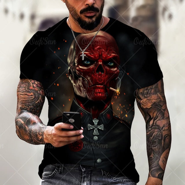 Summer Fashion Men/Women 3D Printing Dark Evil Clown Pattern T-Shirt Street Personality Trend Wild Loose Oversized Short-Sleeved