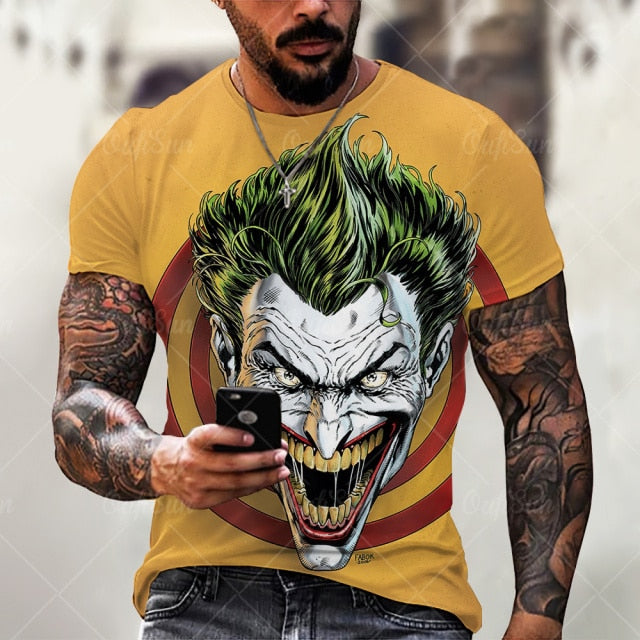 Summer Fashion Men/Women 3D Printing Dark Evil Clown Pattern T-Shirt Street Personality Trend Wild Loose Oversized Short-Sleeved