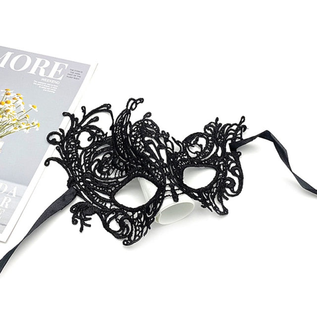 Women Hollow Lace Masquerade Face Mask Sexy Cosplay Prom Party Props Costume Halloween Masquerade Mask Nightclub Queen Eye Mask