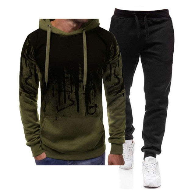 Men&#39;s Set Hoodie Sets Men Tracksuit Sportswear Hoodies+Sweatpant 2 Pieces Autumn Winter Male Warm Clothing Pullover Sweatshirts