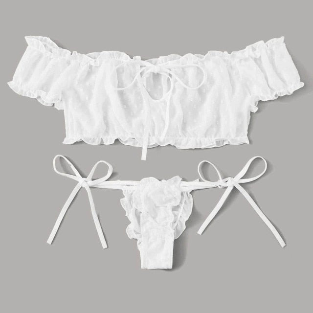 Sexy Lingerie Flowers Embroidery Lace Bra Panties Underwear Women Set Transparent Mesh Erotic Lingerie Sexy Sleepwear Plus Size