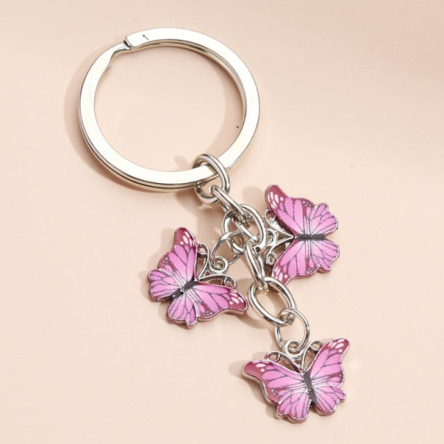 New Colorful Enamel Butterfly Keychain Insects Car Key Women Bag Accessories Jewelry Gifts