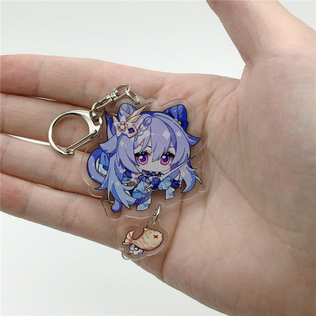 Game Genshin Impact Raiden Shogun Tartaglia Morax Keychain Accessories HUTAO XIAO Scaramouche Key Chain Pendant Cartoon Badge