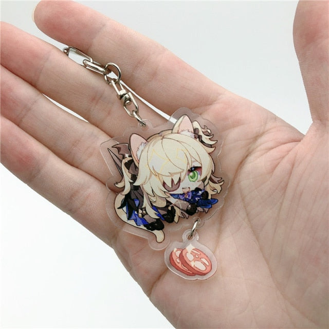 Game Genshin Impact Raiden Shogun Tartaglia Morax Keychain Accessories HUTAO XIAO Scaramouche Key Chain Pendant Cartoon Badge