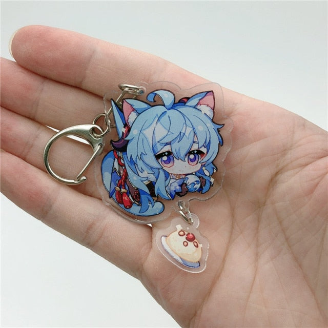 Game Genshin Impact Raiden Shogun Tartaglia Morax Keychain Accessories HUTAO XIAO Scaramouche Key Chain Pendant Cartoon Badge