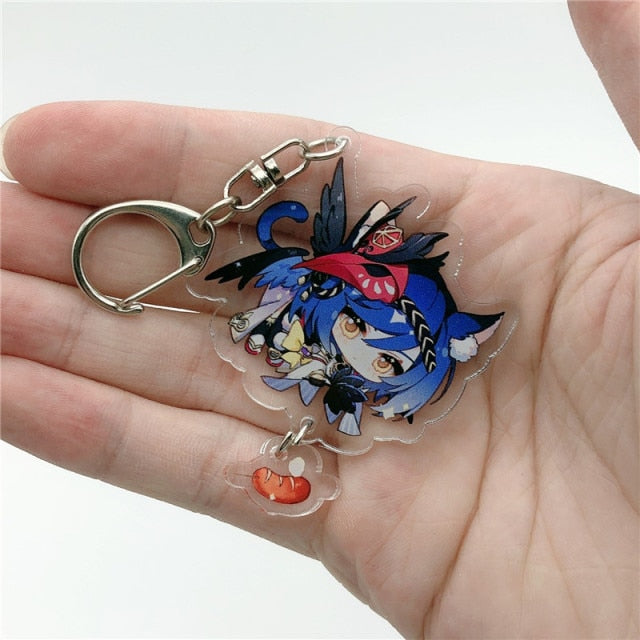 Game Genshin Impact Raiden Shogun Tartaglia Morax Keychain Accessories HUTAO XIAO Scaramouche Key Chain Pendant Cartoon Badge