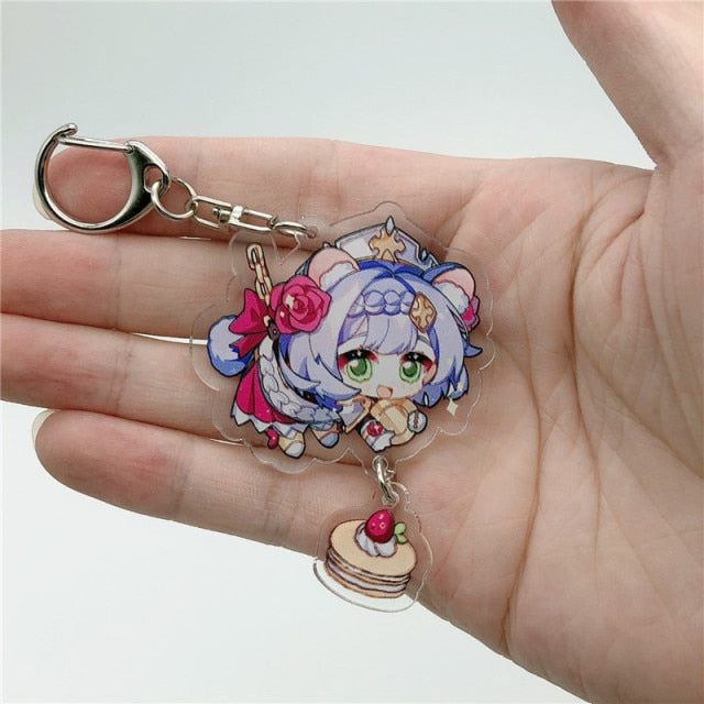 Game Genshin Impact Raiden Shogun Tartaglia Morax Keychain Accessories HUTAO XIAO Scaramouche Key Chain Pendant Cartoon Badge