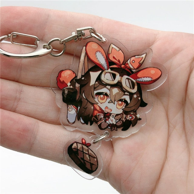 Game Genshin Impact Raiden Shogun Tartaglia Morax Keychain Accessories HUTAO XIAO Scaramouche Key Chain Pendant Cartoon Badge