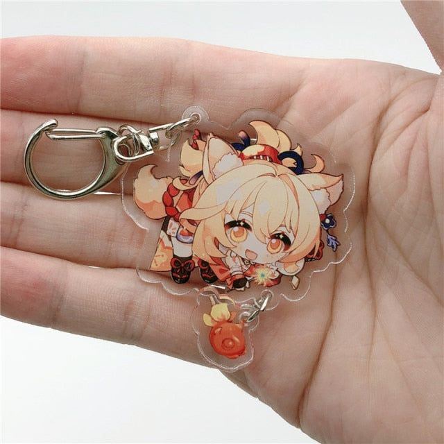 Game Genshin Impact Raiden Shogun Tartaglia Morax Keychain Accessories HUTAO XIAO Scaramouche Key Chain Pendant Cartoon Badge