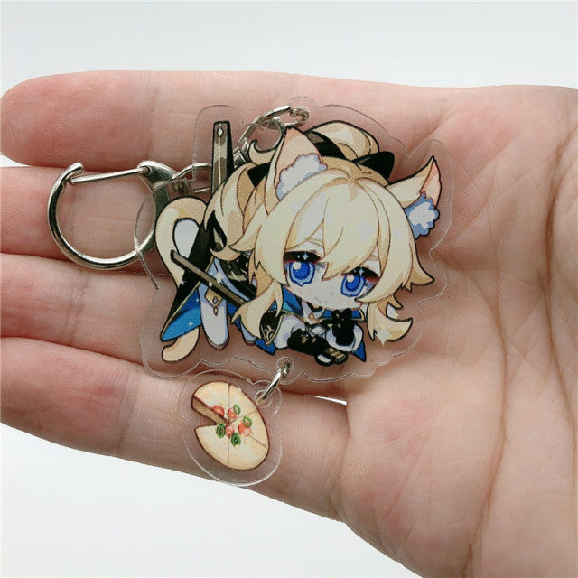 Game Genshin Impact Raiden Shogun Tartaglia Morax Keychain Accessories HUTAO XIAO Scaramouche Key Chain Pendant Cartoon Badge