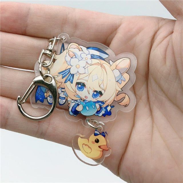 Game Genshin Impact Raiden Shogun Tartaglia Morax Keychain Accessories HUTAO XIAO Scaramouche Key Chain Pendant Cartoon Badge