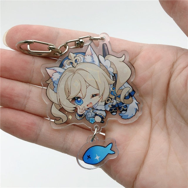 Game Genshin Impact Raiden Shogun Tartaglia Morax Keychain Accessories HUTAO XIAO Scaramouche Key Chain Pendant Cartoon Badge