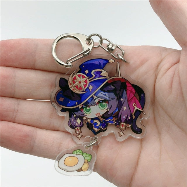 Game Genshin Impact Raiden Shogun Tartaglia Morax Keychain Accessories HUTAO XIAO Scaramouche Key Chain Pendant Cartoon Badge