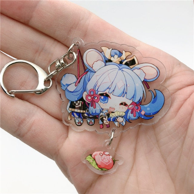 Game Genshin Impact Raiden Shogun Tartaglia Morax Keychain Accessories HUTAO XIAO Scaramouche Key Chain Pendant Cartoon Badge