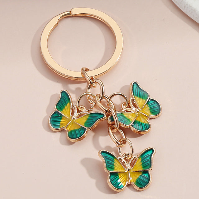 New Colorful Enamel Butterfly Keychain Insects Car Key Women Bag Accessories Jewelry Gifts