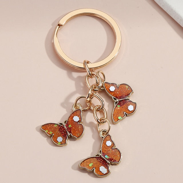 New Colorful Enamel Butterfly Keychain Insects Car Key Women Bag Accessories Jewelry Gifts