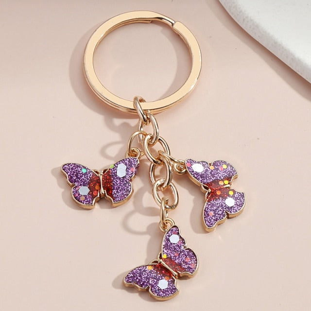 New Colorful Enamel Butterfly Keychain Insects Car Key Women Bag Accessories Jewelry Gifts