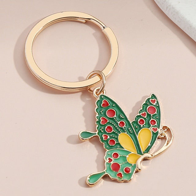 New Colorful Enamel Butterfly Keychain Insects Car Key Women Bag Accessories Jewelry Gifts