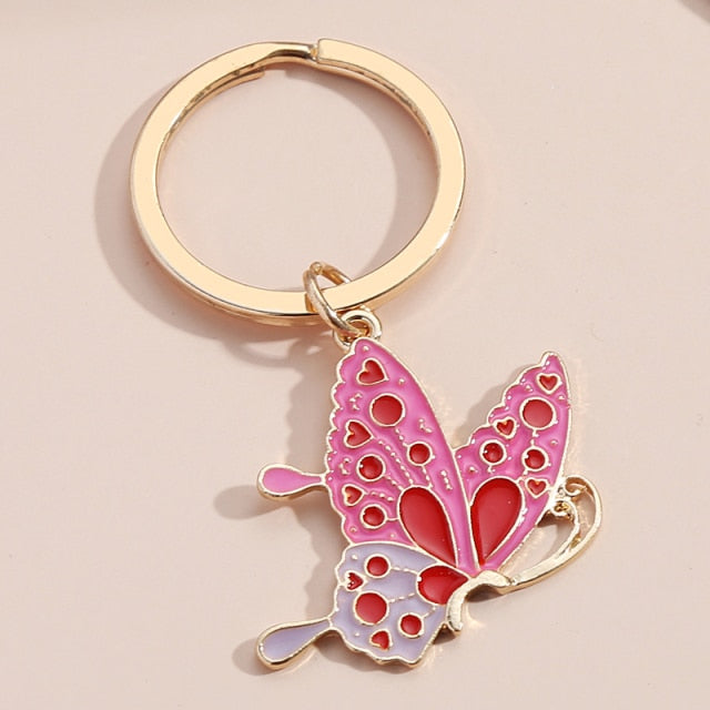 New Colorful Enamel Butterfly Keychain Insects Car Key Women Bag Accessories Jewelry Gifts