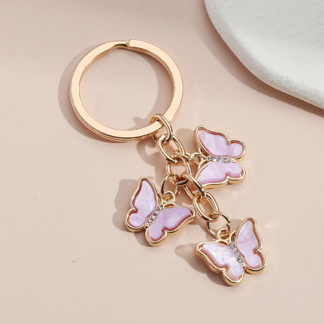 New Colorful Enamel Butterfly Keychain Insects Car Key Women Bag Accessories Jewelry Gifts