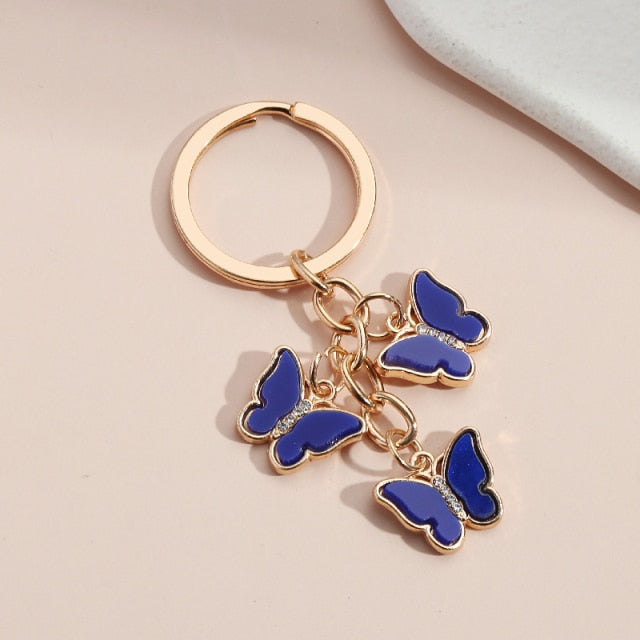 New Colorful Enamel Butterfly Keychain Insects Car Key Women Bag Accessories Jewelry Gifts