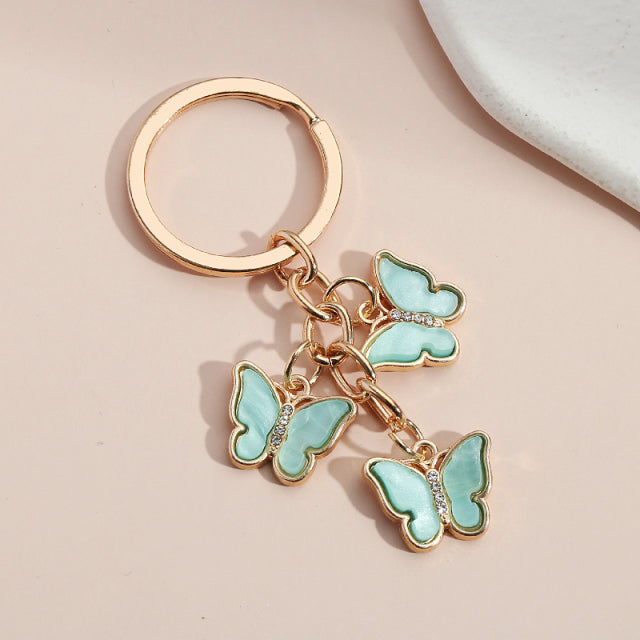 New Colorful Enamel Butterfly Keychain Insects Car Key Women Bag Accessories Jewelry Gifts