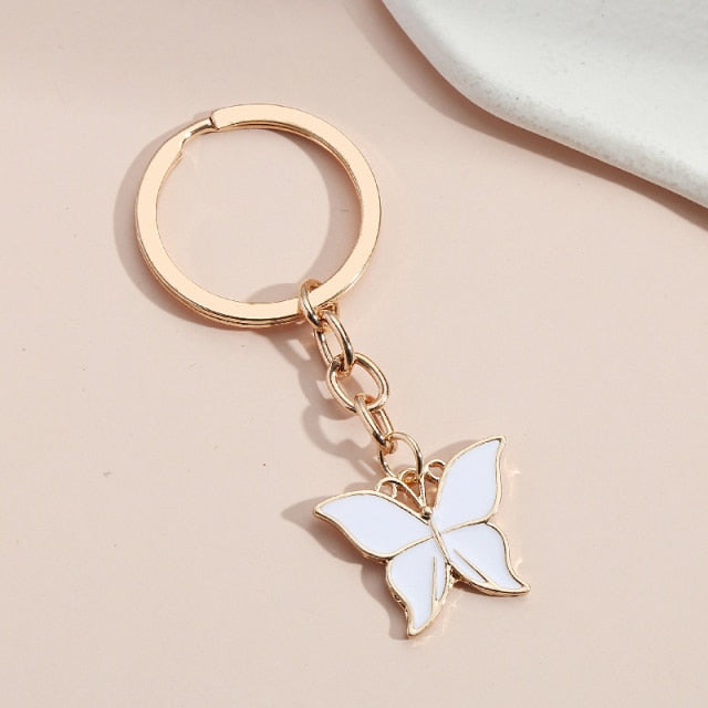 New Colorful Enamel Butterfly Keychain Insects Car Key Women Bag Accessories Jewelry Gifts