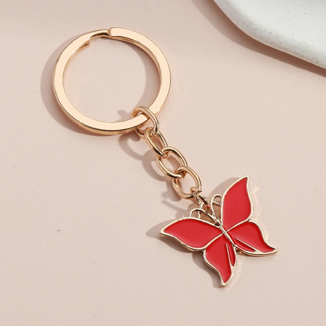 New Colorful Enamel Butterfly Keychain Insects Car Key Women Bag Accessories Jewelry Gifts