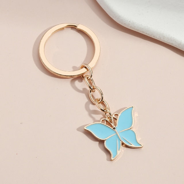 New Colorful Enamel Butterfly Keychain Insects Car Key Women Bag Accessories Jewelry Gifts