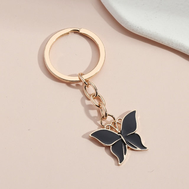 New Colorful Enamel Butterfly Keychain Insects Car Key Women Bag Accessories Jewelry Gifts