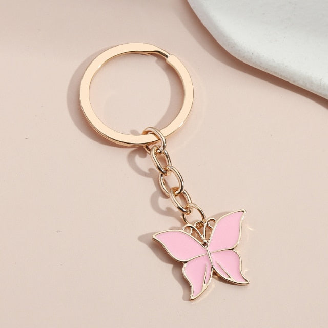 New Colorful Enamel Butterfly Keychain Insects Car Key Women Bag Accessories Jewelry Gifts