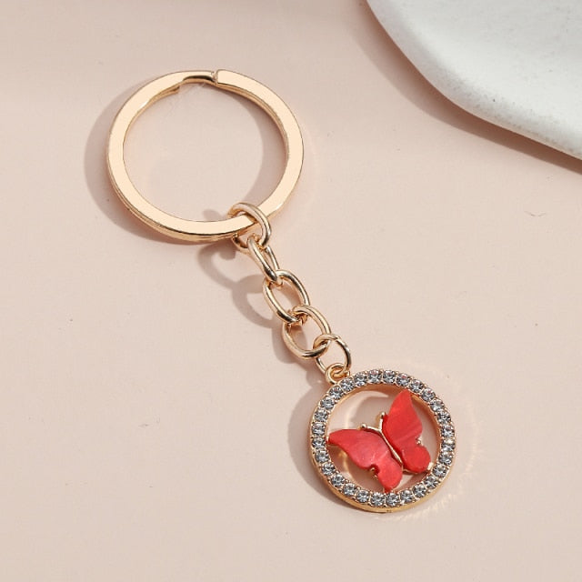 New Colorful Enamel Butterfly Keychain Insects Car Key Women Bag Accessories Jewelry Gifts