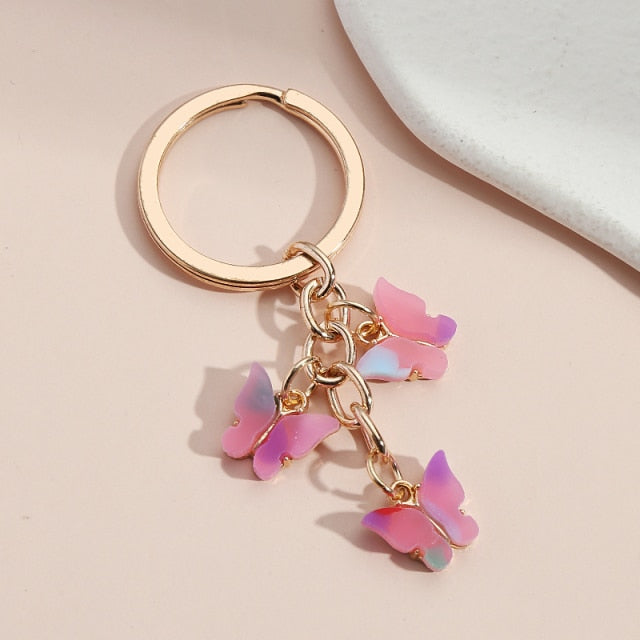 New Colorful Enamel Butterfly Keychain Insects Car Key Women Bag Accessories Jewelry Gifts