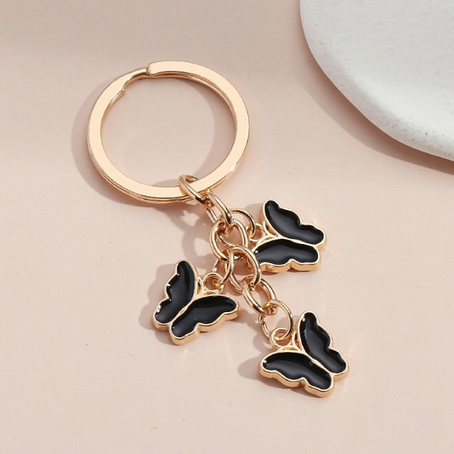 New Colorful Enamel Butterfly Keychain Insects Car Key Women Bag Accessories Jewelry Gifts