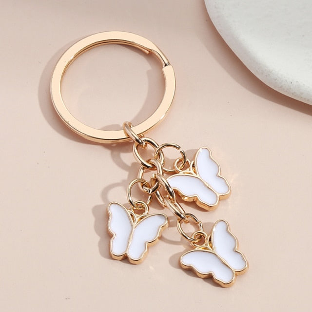 New Colorful Enamel Butterfly Keychain Insects Car Key Women Bag Accessories Jewelry Gifts