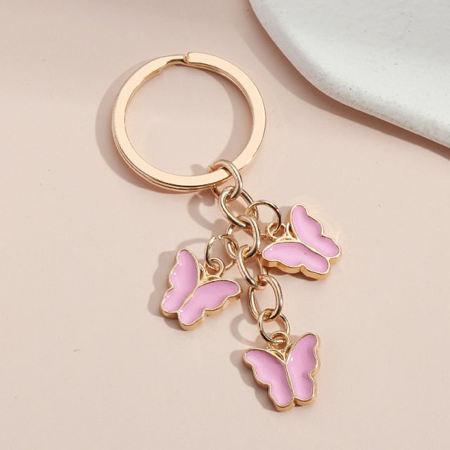 New Colorful Enamel Butterfly Keychain Insects Car Key Women Bag Accessories Jewelry Gifts