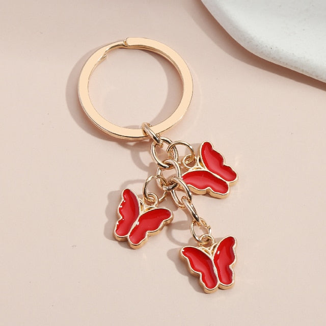 New Colorful Enamel Butterfly Keychain Insects Car Key Women Bag Accessories Jewelry Gifts