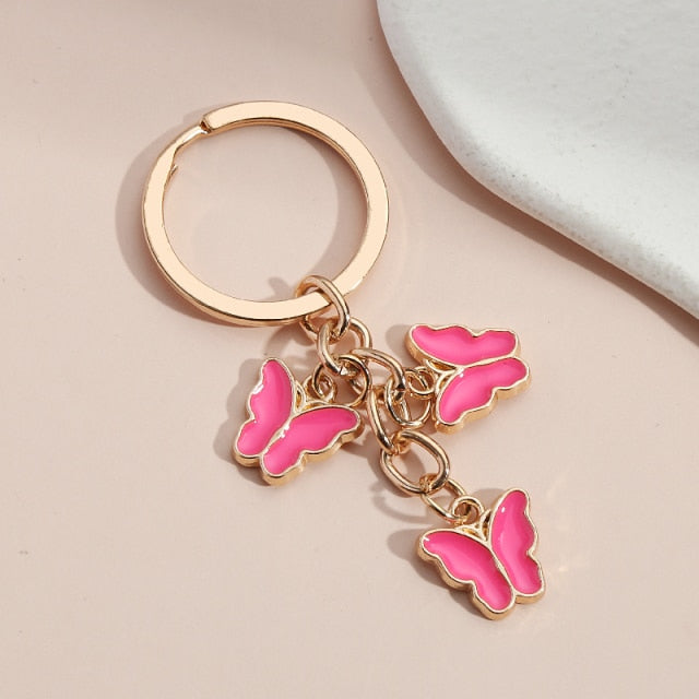 New Colorful Enamel Butterfly Keychain Insects Car Key Women Bag Accessories Jewelry Gifts