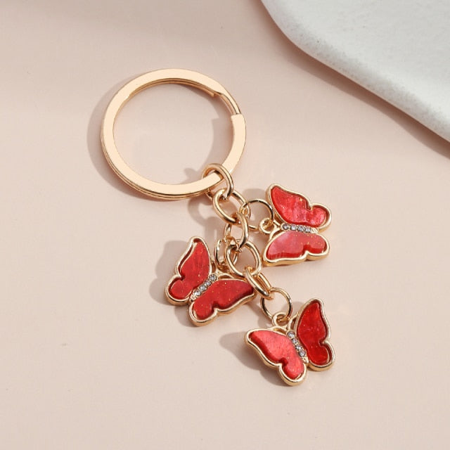 New Colorful Enamel Butterfly Keychain Insects Car Key Women Bag Accessories Jewelry Gifts