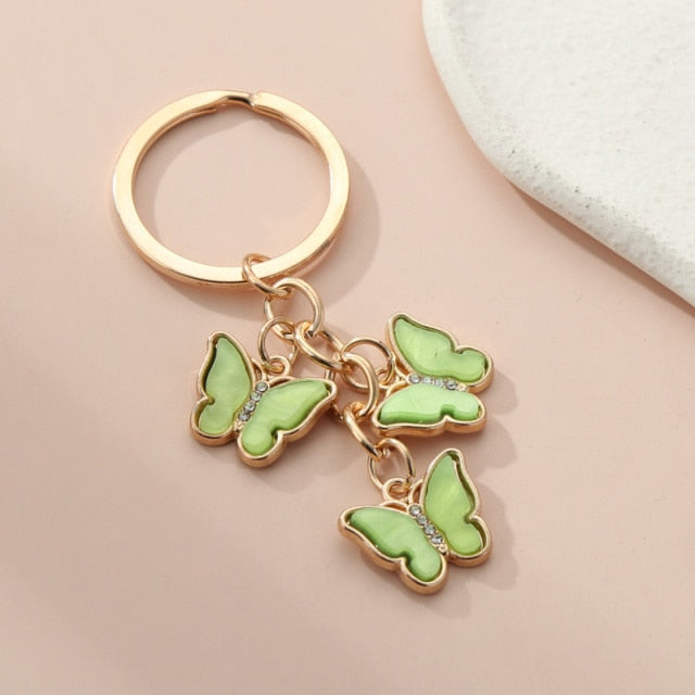 New Colorful Enamel Butterfly Keychain Insects Car Key Women Bag Accessories Jewelry Gifts