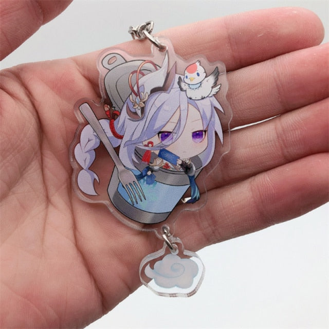 Game Genshin Impact Raiden Shogun Tartaglia Morax Keychain Accessories HUTAO XIAO Scaramouche Key Chain Pendant Cartoon Badge