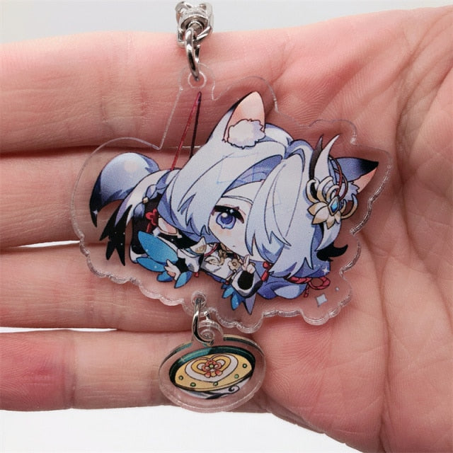 Game Genshin Impact Raiden Shogun Tartaglia Morax Keychain Accessories HUTAO XIAO Scaramouche Key Chain Pendant Cartoon Badge